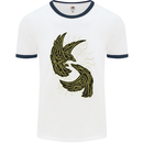 The Viking Raven Symbol Odin Ragnar Tribal Mens White Ringer T-Shirt White/Navy Blue