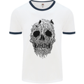 Tree Skull Mens White Ringer T-Shirt White/Navy Blue