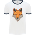Polygonal Fox Mens White Ringer T-Shirt White/Navy Blue