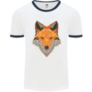 Polygonal Fox Mens White Ringer T-Shirt White/Navy Blue
