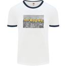 Crypto Workers New York Parody Funny Bitcoin Mens Ringer T-Shirt White/Navy Blue