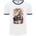 Pablo Escobar Me Matan Limon Mens White Ringer T-Shirt White/Navy Blue