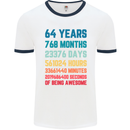 64th Birthday 64 Year Old Mens Ringer T-Shirt White/Navy Blue