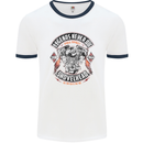 Legends Never Die Biker Motorbike Mens White Ringer T-Shirt White/Navy Blue