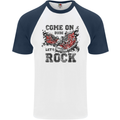 Come on Dude Let's Rock Trainers Mens S/S Baseball T-Shirt White/Navy Blue