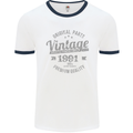 Vintage Year 32nd Birthday 1991 Mens Ringer T-Shirt White/Navy Blue