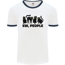 Ew People Cats Funny Mens White Ringer T-Shirt White/Navy Blue