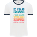 20th Birthday 20 Year Old Mens Ringer T-Shirt White/Navy Blue