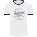 Vintage Year 50th Birthday 1973 Mens Ringer T-Shirt White/Navy Blue