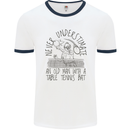 Never Underestimate an Old Man Table Tennis Mens White Ringer T-Shirt White/Navy Blue