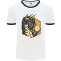 Dragon Dice RPG Role Playing Games Fantasy Mens White Ringer T-Shirt White/Navy Blue