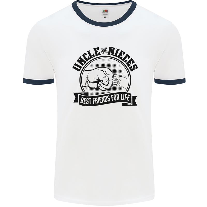 Uncle & Nieces Best Friends Uncle's Day Mens White Ringer T-Shirt White/Navy Blue