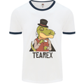 TeaRex Funny T-Rex Dinosaur Tea Drinker Mens White Ringer T-Shirt White/Navy Blue