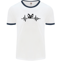 Drum Kit Pulse ECG Drummer Drumming Drum Mens White Ringer T-Shirt White/Navy Blue