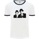 Dick and Doof Aka Laurel & Hardy Mens White Ringer T-Shirt White/Navy Blue