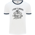 I Don't Snore Motorbike Biker Motorcycle Mens White Ringer T-Shirt White/Navy Blue