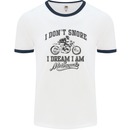 I Don't Snore Motorbike Biker Motorcycle Mens White Ringer T-Shirt White/Navy Blue