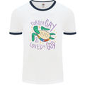 LGBT Turtle Loved By God Gay Pride Mens White Ringer T-Shirt White/Navy Blue