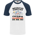 Weekend Forecast Cycling Cyclist Bicycle Mens S/S Baseball T-Shirt White/Navy Blue