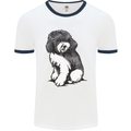 Harlequin Poodle Sketch Mens White Ringer T-Shirt White/Navy Blue