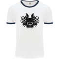 Motocross Face Mens White Ringer T-Shirt White/Navy Blue