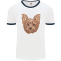 Dogs Smiling Yorkshire Terrier Mens White Ringer T-Shirt White/Navy Blue