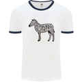 A Zebra Mens White Ringer T-Shirt White/Navy Blue