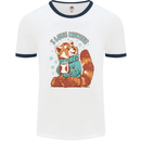 Red Panda Bear I Love Winter Mens White Ringer T-Shirt White/Navy Blue