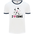 I Love Cows Mens White Ringer T-Shirt White/Navy Blue