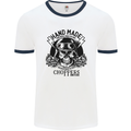 Handmade Choppers Biker Motorcycle Bike Mens Ringer T-Shirt White/Navy Blue