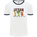 Vegan Fitness Mens White Ringer T-Shirt White/Navy Blue