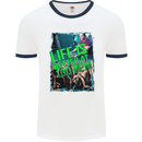 Life Is Better at 130 Bpm Dance Music DJ Mens White Ringer T-Shirt White/Navy Blue