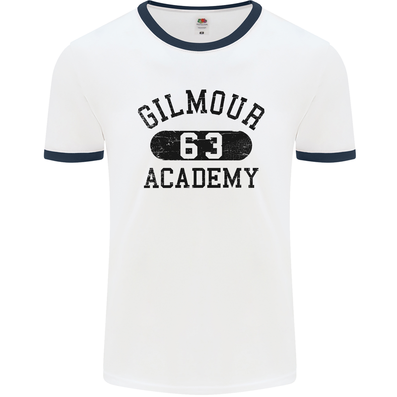 Dave Gilmour Academy 63 Mens White Ringer T-Shirt White/Navy Blue