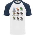 Funny Cat Superheroes Mens S/S Baseball T-Shirt White/Navy Blue