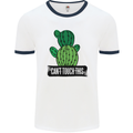 Cactus Can't Touch This Funny Gardening Mens White Ringer T-Shirt White/Navy Blue