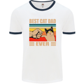 Best Cat Dad Ever Funny Father's Day Mens White Ringer T-Shirt White/Navy Blue