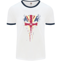 Union Jack Skull Gym St. George's Day Mens White Ringer T-Shirt White/Navy Blue