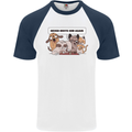 Sloth Board Games Funny Mens S/S Baseball T-Shirt White/Navy Blue