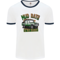 Mud Bath Is My Hobby 4X4 Off Roading Road Mens White Ringer T-Shirt White/Navy Blue