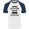 Property of Shawshank Prison Movie 90's Mens S/S Baseball T-Shirt White/Navy Blue