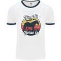 Home Is Where My Horse Is Funny Equestrian Mens White Ringer T-Shirt White/Navy Blue