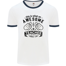 Awesome Teacher Looks Like Teaching Funny Mens White Ringer T-Shirt White/Navy Blue