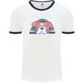 Dogs English Bulldog Mens White Ringer T-Shirt White/Navy Blue