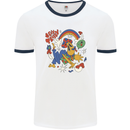 Stay Trippy Magic Mushrooms LSD Mens Ringer T-Shirt White/Navy Blue
