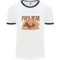 Papa Bear Funny Fathers Day Mens Ringer T-Shirt White/Navy Blue