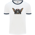 Ancient Egypt Winged Cats Eye of Horus Mens White Ringer T-Shirt White/Navy Blue