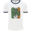 St Patricks Day Shamrock 3 Leaf Clover Mens White Ringer T-Shirt White/Navy Blue