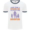 Dad With Three Daughters Funny Fathers Day Mens Ringer T-Shirt White/Navy Blue