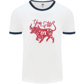 Chinese Zodiac Shengxiao Year of the Ox Mens White Ringer T-Shirt White/Navy Blue