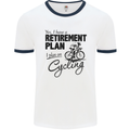 Cycling Retirement Plan Cyclist Bicycle Mens White Ringer T-Shirt White/Navy Blue